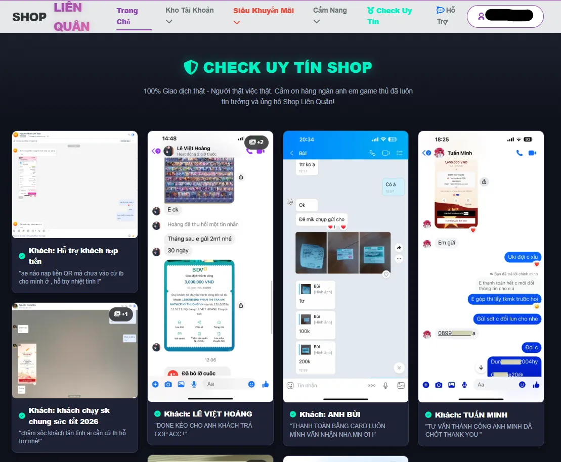 Sự Thật Về Độ Uy Tín Của ShopLienQuan.Site - Nơi Niềm Tin Được Khẳng Định!